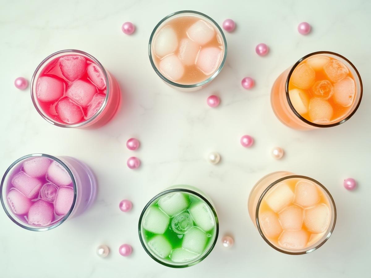 Variétés colorées de bubble tea
