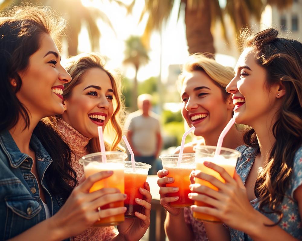 Groupe d'amis avec bubble tea